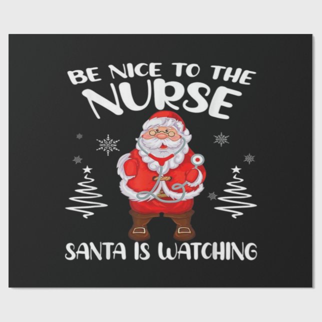 Papier Cadeau Infirmière Père Noël  (Plat)
