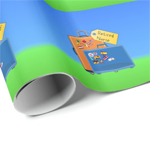 Papier Cadeau Infirmière retraitée, emballée et prête à partir