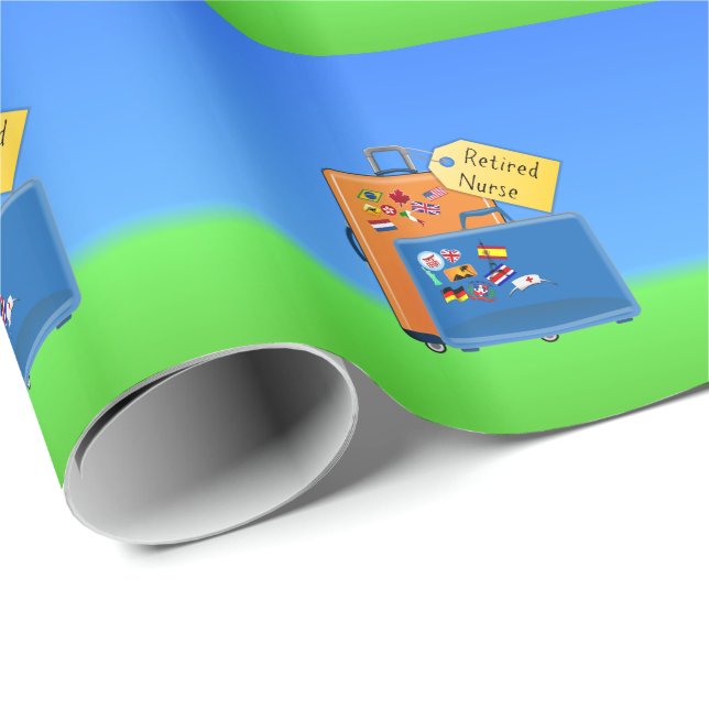 Papier Cadeau Infirmière retraitée, emballée et prête à partir (Coin rond)