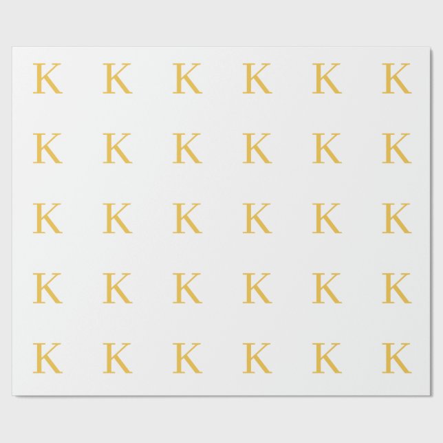 Papier Cadeau Initiale de monogramme or blanc couleur personnali (Couture)