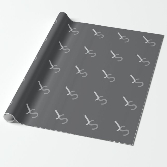 Papier Cadeau Initiales chevauchantes modernes monogrammées | Gr (Déroulé)