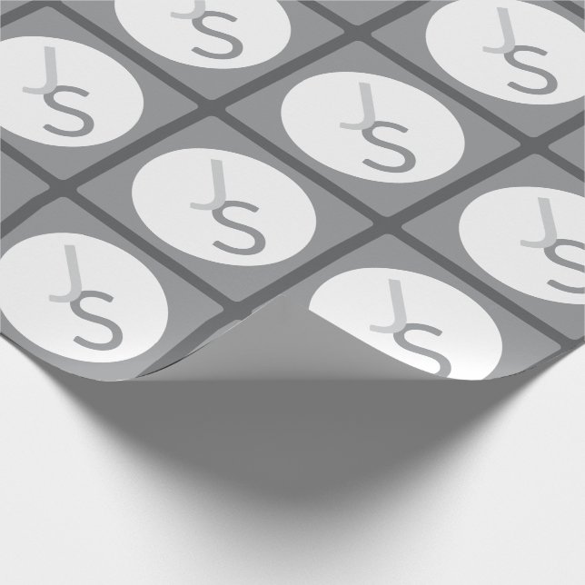 Papier Cadeau Initiales chevauchantes modernes monogrammées | Gr (Coin)