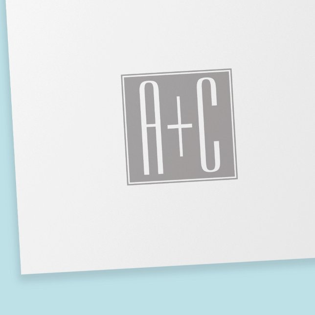 Papier Cadeau Initiales de couples modifiables | Blanc & Gris (Créateur téléchargé)