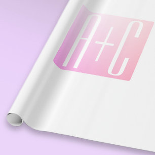 Papier Cadeau Initiales du couple   Dégradé rose subtil