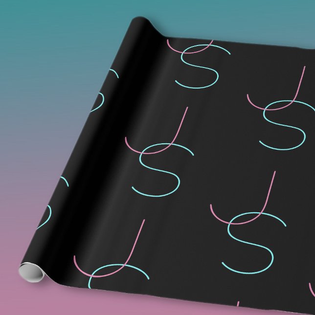 Papier Cadeau Initiales modernes élégantes et modifiables (Créateur téléchargé)