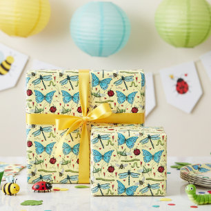 Papier Cadeau Insectes de bug d'amour jaune mignon pour les amat