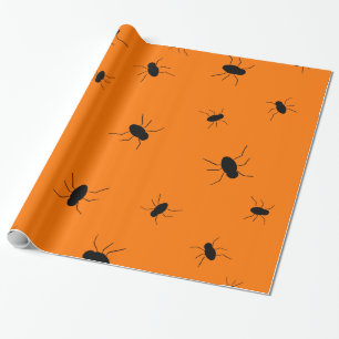 Papier Cadeau Insectes éffrayants de Halloween oranges
