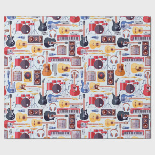 Papier Cadeau Instruments de musique colorés motif