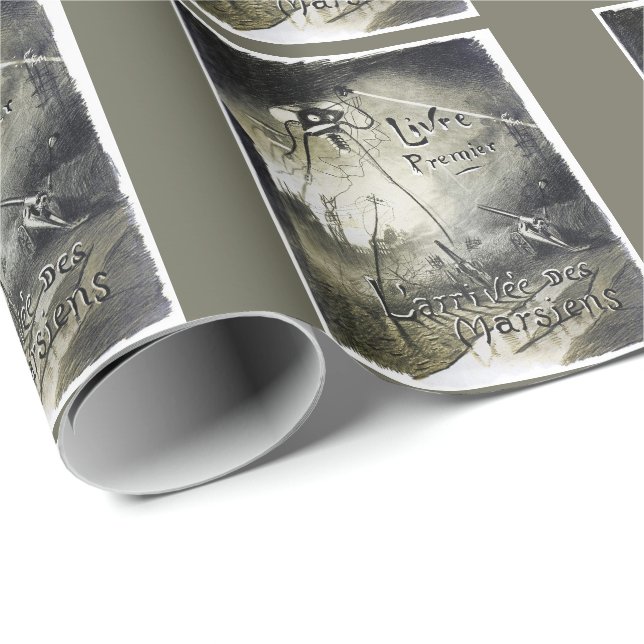 Papier Cadeau Invasion alien vintage guerre mondiale uffilm (Coin rond)