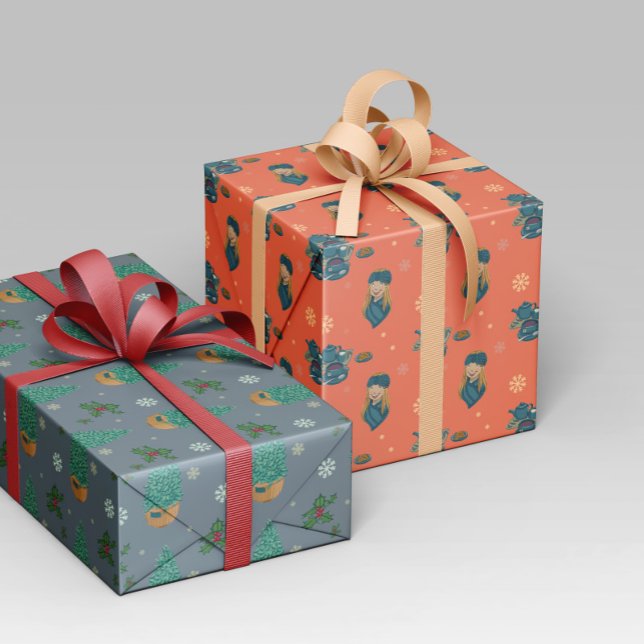 Papier Cadeau Invierno acogedor con té caliente y pastas (Créateur téléchargé)