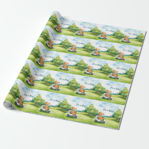 Papier Cadeau Invitation à la Baby Shower pour Petit Golfeur Gar