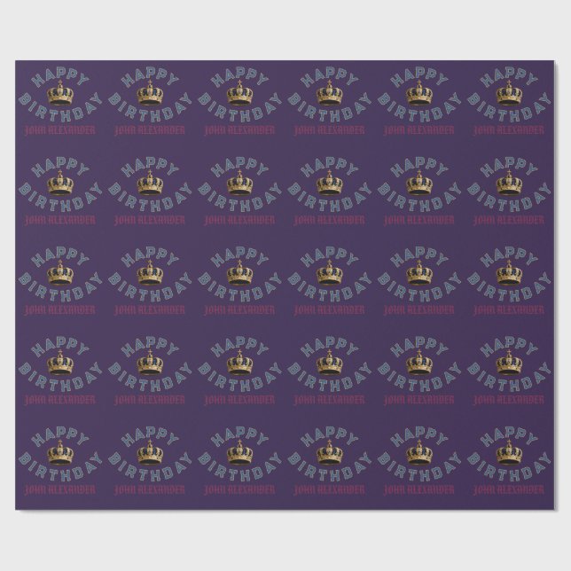 Papier Cadeau Invitation au premier anniversaire du Petit Roi (Plat)