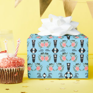 Papier Cadeau Invitation d'anniversaire de fête à la piscine pou