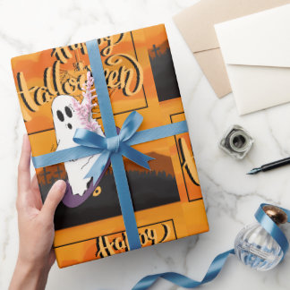 Papier Cadeau Invitation de fête de costume d'Halloween de fantô