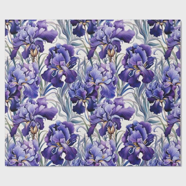 Papier Cadeau Iris bleu violet  (Plat)