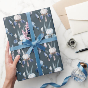 Papier Cadeau Iris élégant en fleurs dans une symétrie raffinée