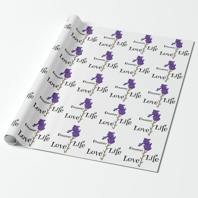 Papier Cadeau Iris, Rêveur, Vie, Amour (Déroulé)