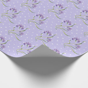 Papier Cadeau Iris Violet En Pois