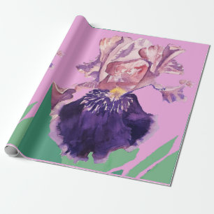 Papier Cadeau Iris violet iris fleurs Aquarelle