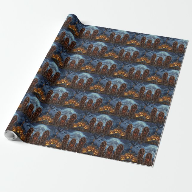 Papier Cadeau Irish Red Setter Halloween Épouvantable (Déroulé)