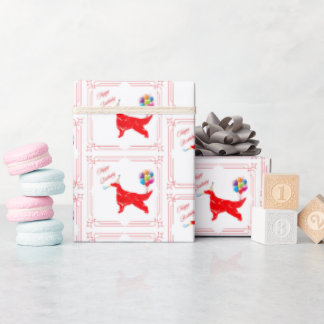 Papier Cadeau Irish Setter Anniversaire