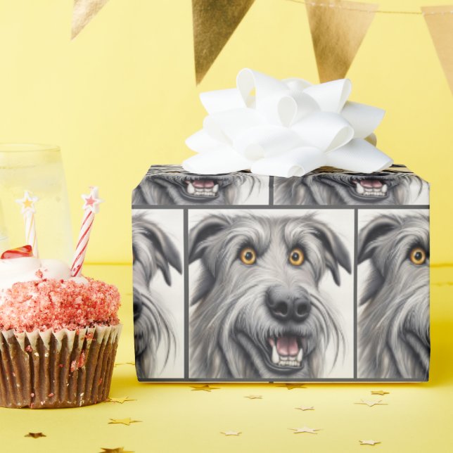 Papier Cadeau Irish Wolfhound Surprise (Fête d'anniversaire)