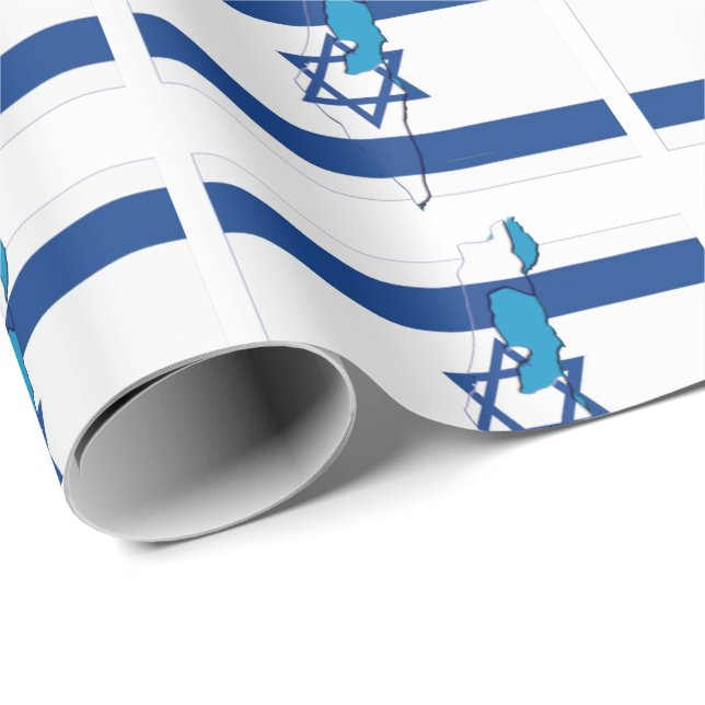 Papier Cadeau Israël | ÉTOILE DE DAVID | Drapeau israélien (Coin rond)