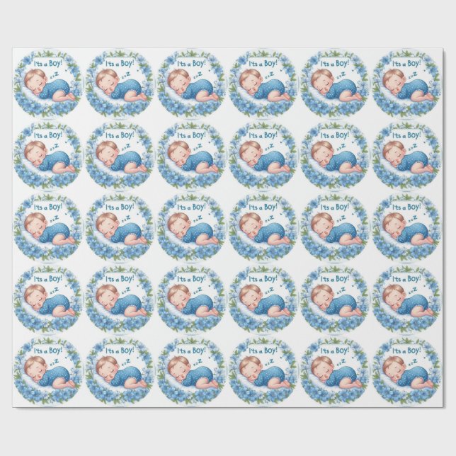 Papier Cadeau It’s a Boy Baby Shower Sticker (Plat)