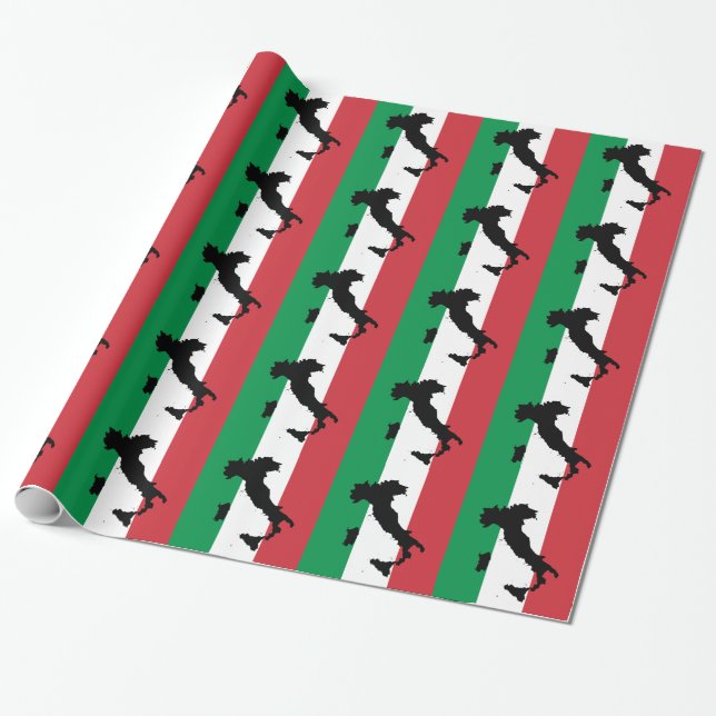 Papier Cadeau Italie Rouge Blanc Vert Rayures (Déroulé)