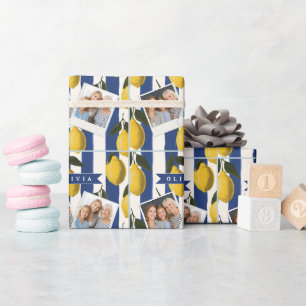 Papier Cadeau Italien personnalisé à rayures de citron côtier