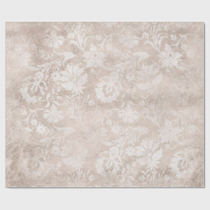 Papier Cadeau Ivoire et blanc damas en détresse grunge