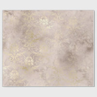 Ivoire et Grunge d'or Distressed Damas