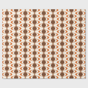 Papier Cadeau Ivory Tan Brown Burn Orange Ogee Wave Motif