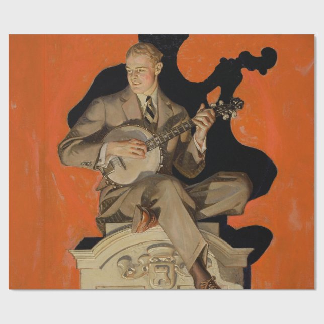 Papier Cadeau J.C. Leyendecker Banjo Player 1920 Art Deco Art (Plat)