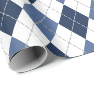 Papier Cadeau Jacquard bleu blanc plaid