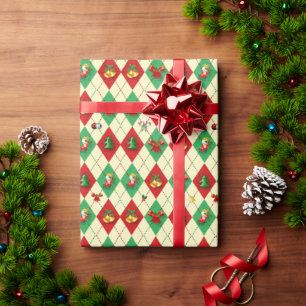 Papier Cadeau Jacquard de Noël Motif Diamond