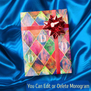 Papier Cadeau Jacquard Monogramme Aquarelle Abstraite Moderne Él