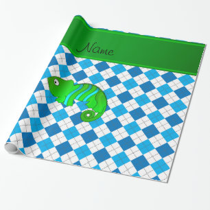 Papier Cadeau Jacquard nommé personnalisé de bleu de caméléon