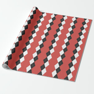 Papier Cadeau Jacquard plaid. Motif écossais en blanc, noir et