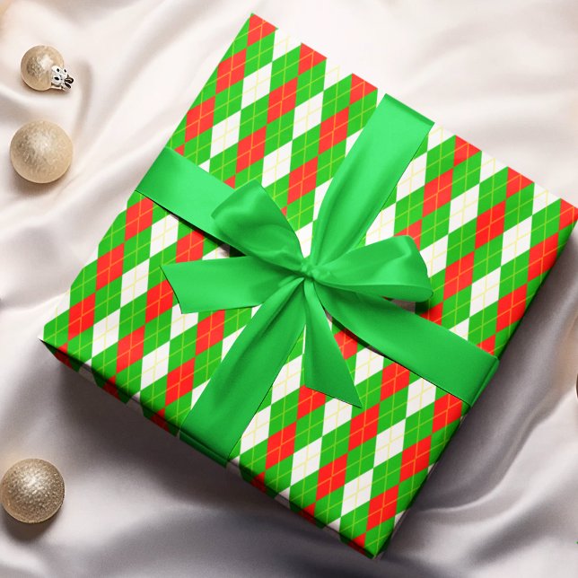 Papier Cadeau Jacquard Rouge Et Vert Noël (Créateur téléchargé)