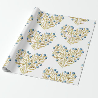 Papier Cadeau J'adore. Adore Fall. Feuilles d'automne et baies b