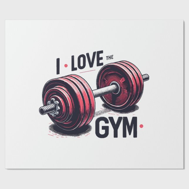 Papier Cadeau J'adore le gymnase (Plat)