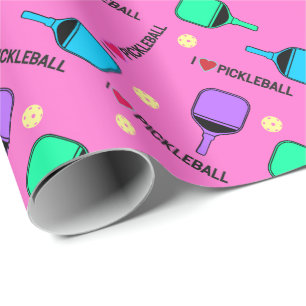 Papier Cadeau J'adore le pickleball rose sucré