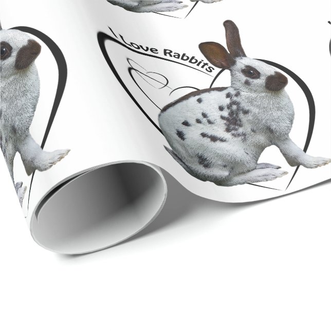 Papier cadeau J'adore les lapins (Coin rond)