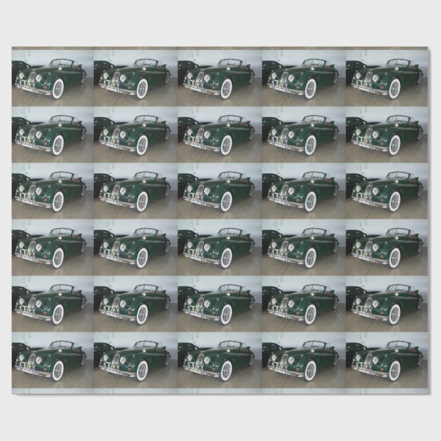 Papier Cadeau Jaguar XK 120 vert de course (Plat)