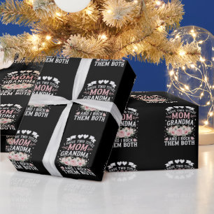 Papier Cadeau J'ai Deux Titres Maman Et Mamie Cute Fête Des Mère