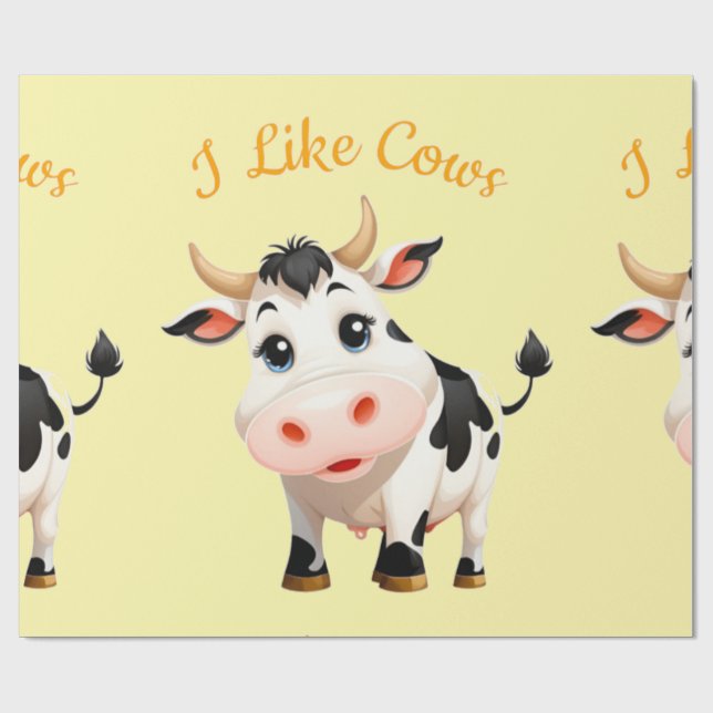 Papier Cadeau J'Aime Cows Art Thunder_Cove (Plat)