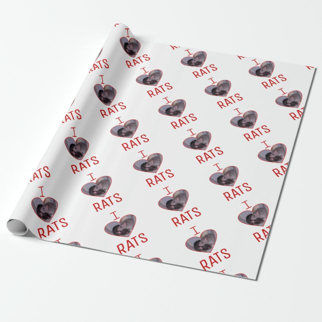 Papier Cadeau J'aime des rats ! (Déroulé)