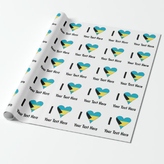 Papier Cadeau J'aime (Drapeau des Bahamas en forme de cœur) Pers