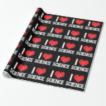 Papier Cadeau J'aime la science<br><div class="desc">I Love Science papier d'emballage avec un motif avec un modèle d'atome cool enveloppé autour d'un coeur rouge. Un grand emballage cadeau pour un scientifique qui aime les expériences et apprendre sur le monde.</div>